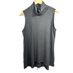 PURE ESSENCE Women’s High Low Hem Mock Neck Sleeveless Top Gray Size Medium